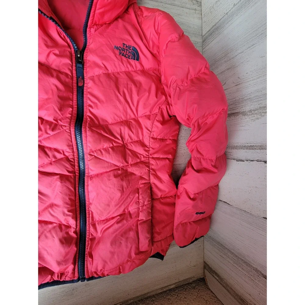 North face 550 medium plush pink zip up youth medium jacket puffer winter
